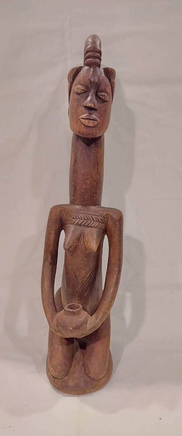 Handcarved African Woman With Jar