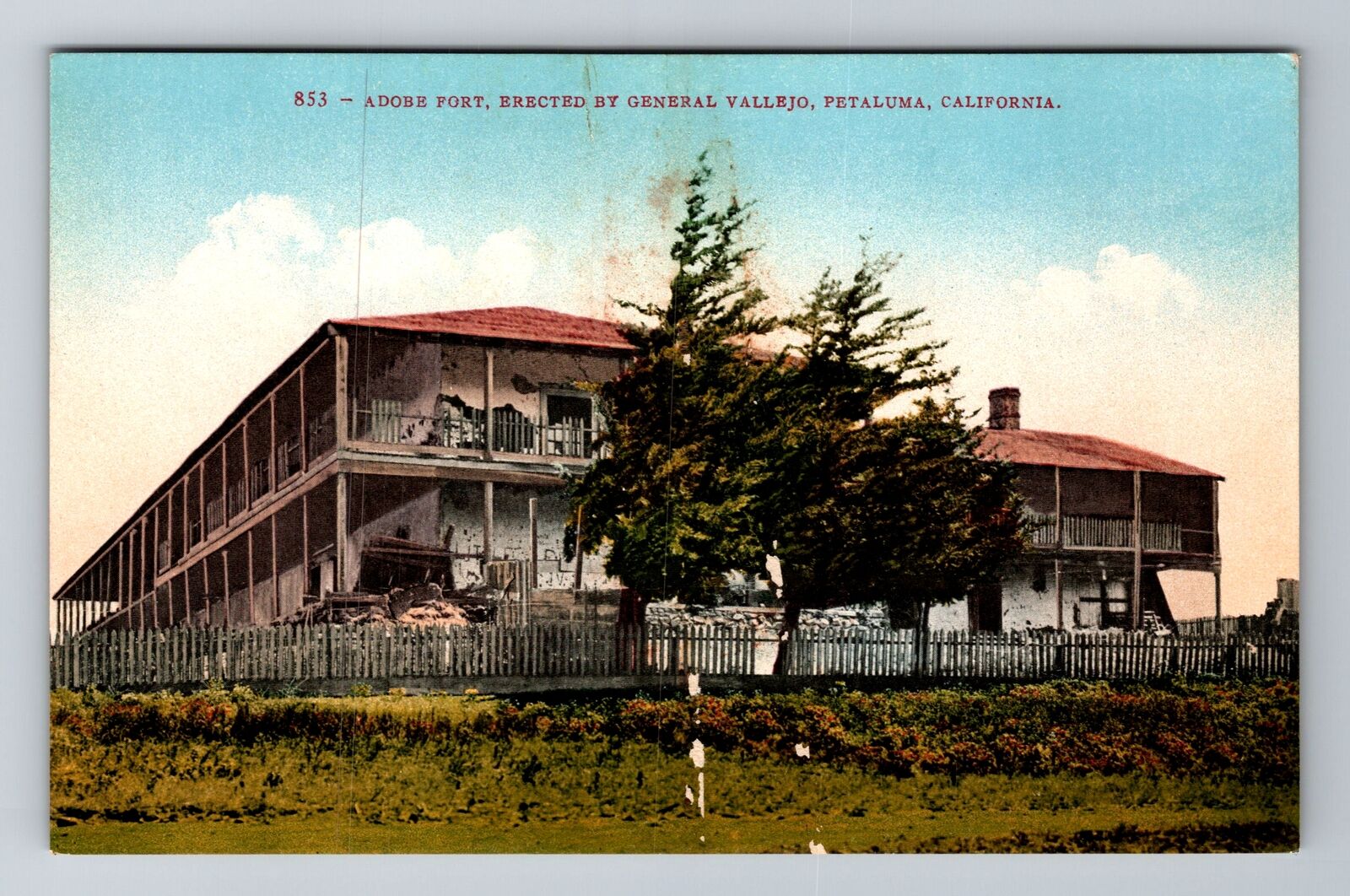 Petaluma CA-California, Adobe Fort, General Vallego, Antique, Vintage Postcard