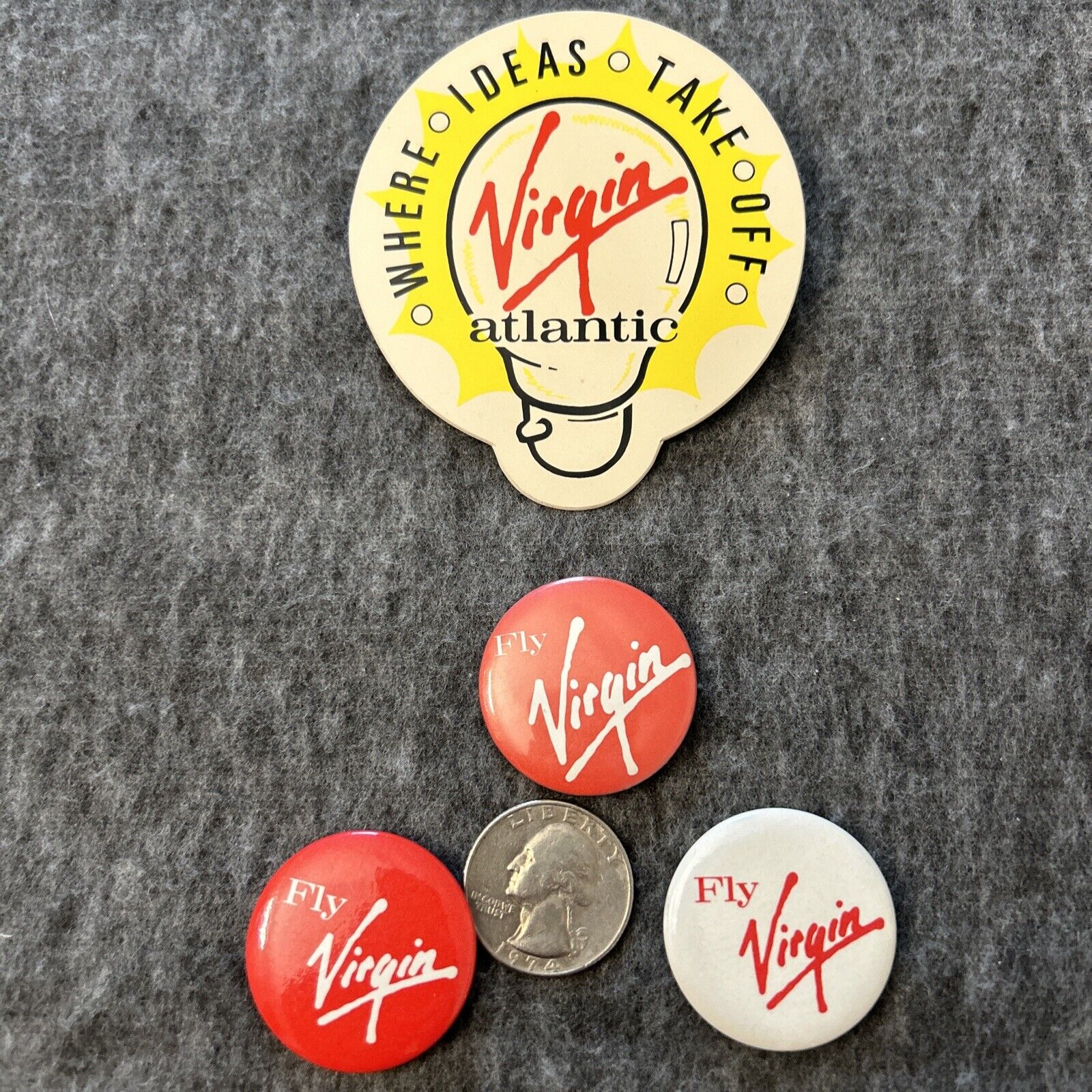Vintage Atlantic Virgin Lot Of 4 Pinback Buttons
