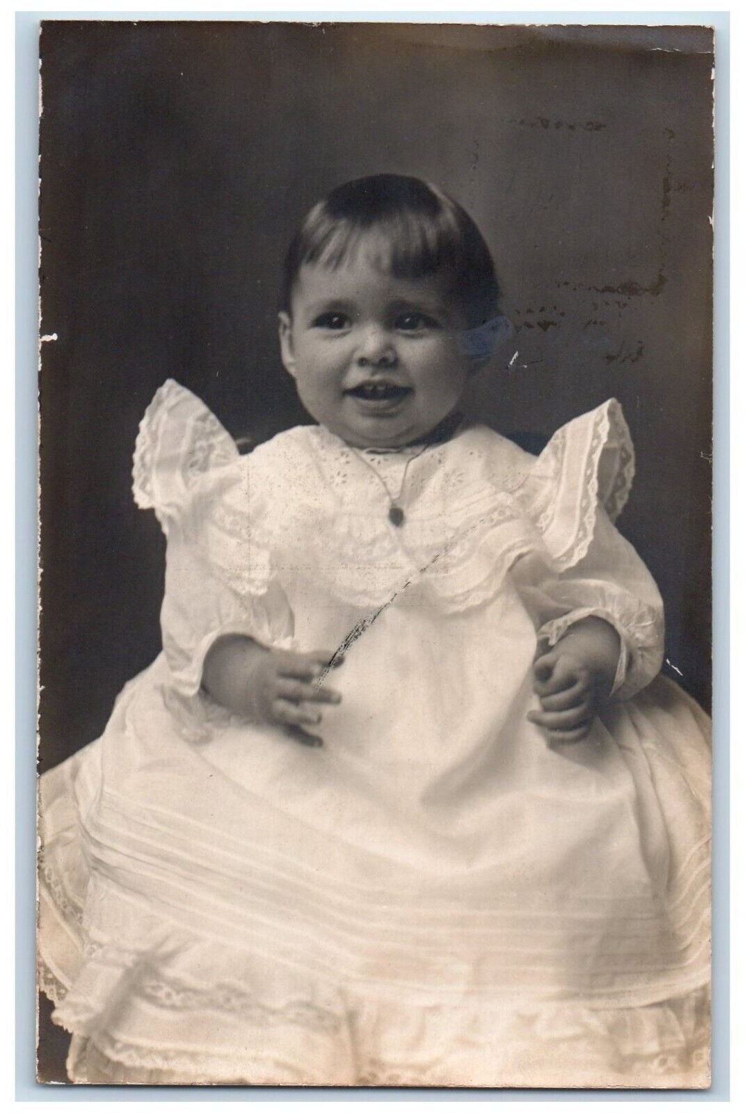 1909 Studio Portrait Little Girl Dress Kokomo Indiana IN RPPC Photo Postcard