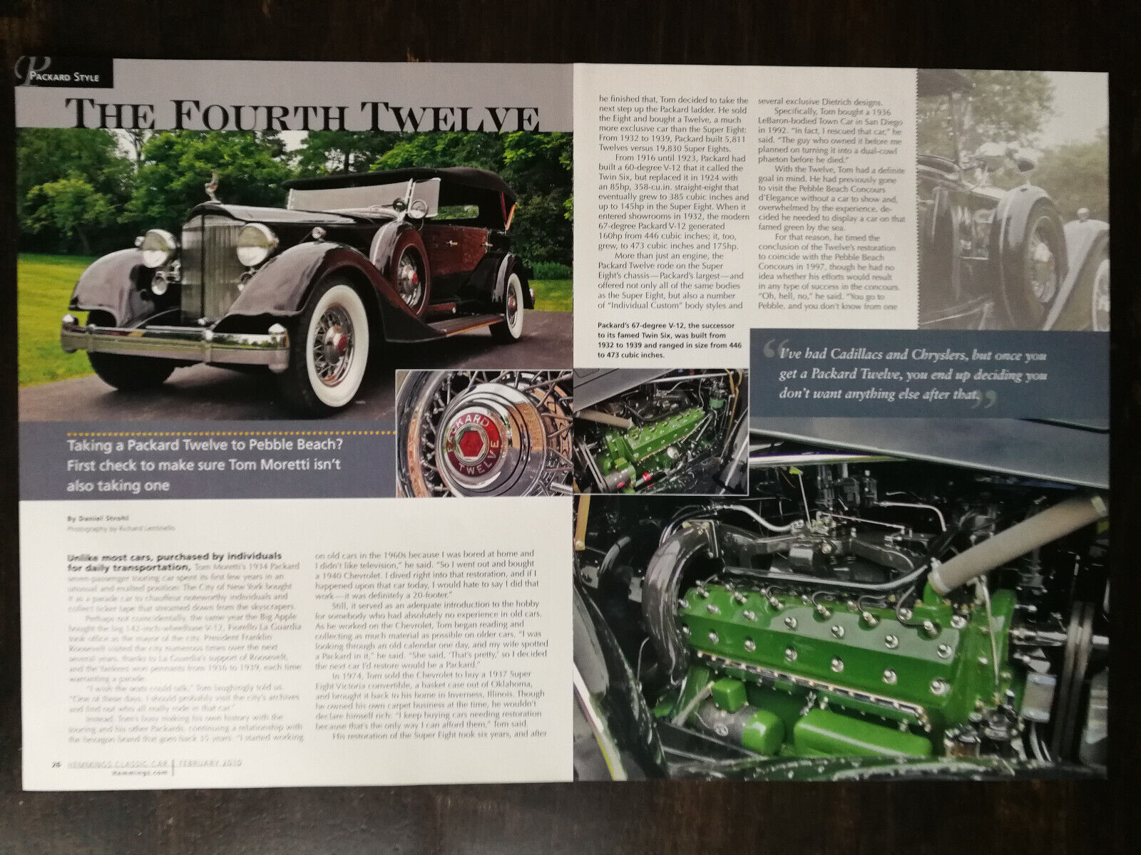 1932 to 1939 Packard Twelve 4-Page Original Color Article 1023
