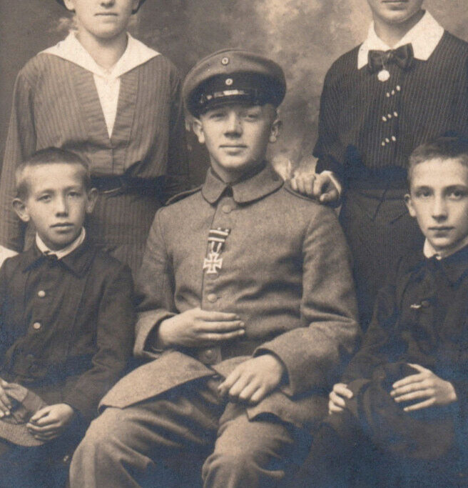 WWI German Iron Cross 2nd Class Medal & EKII Ribbon Photo Postcard Rppc