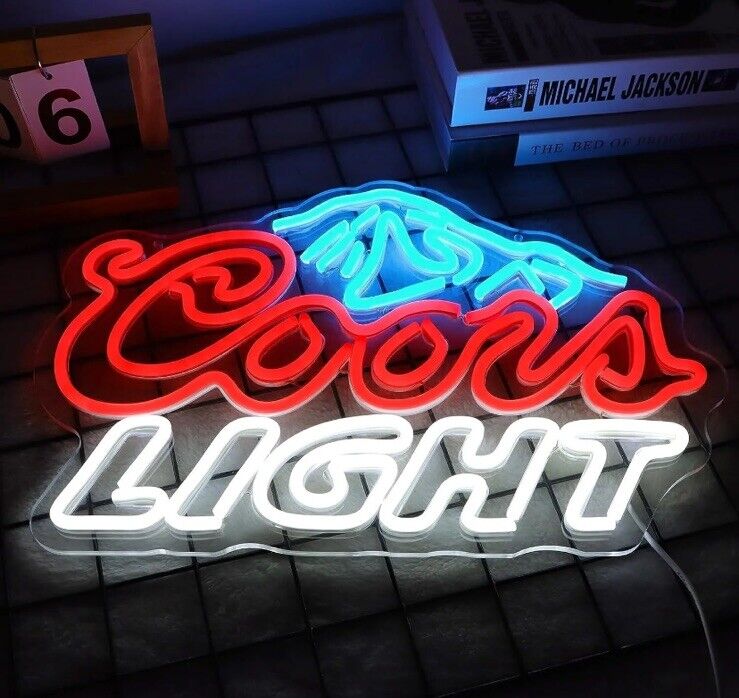  Coors Light Neon Sign LED Neon Beer Bar Sign Man Cave Decor Logo w Mount