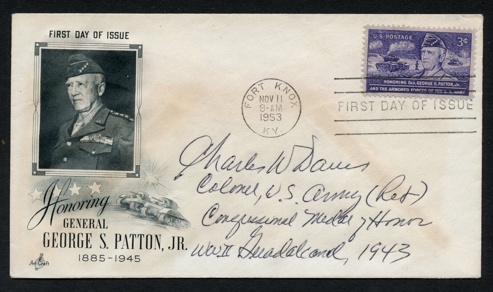 Charles W Davis d1991 signed autograph auto FDC MOH Recipient US Army WWII BAS