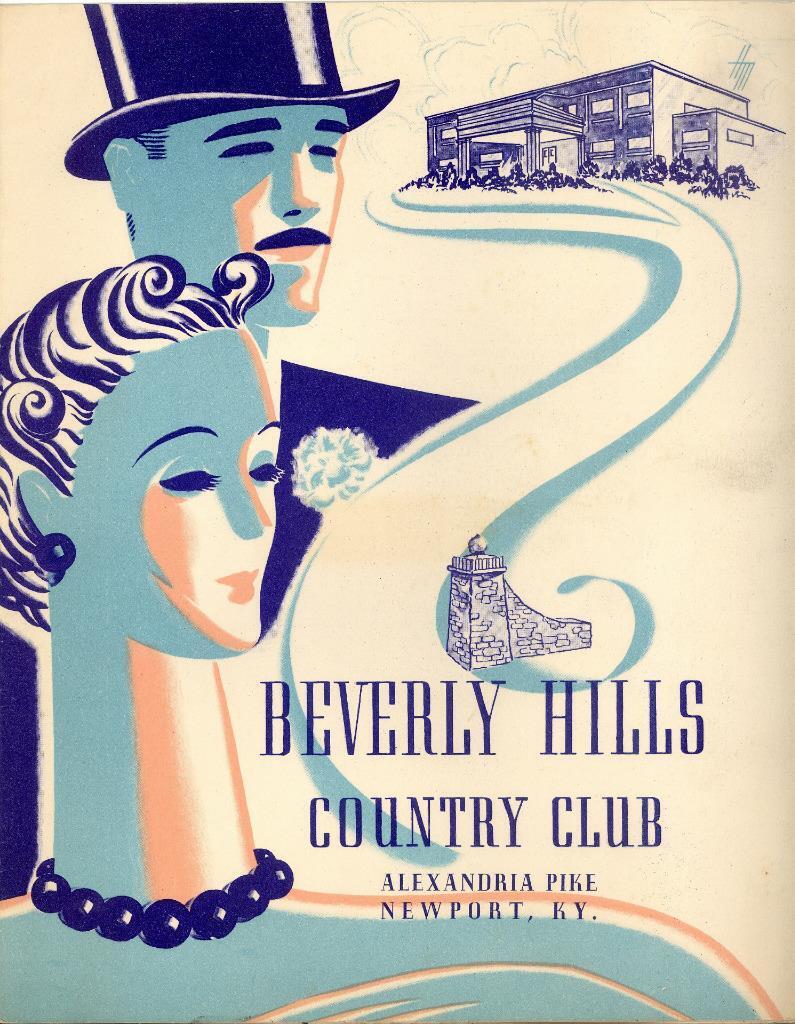 Rare Early 1930s-40s BEVERLY HILLS COUNTRY CLUB MENU Newport Ky. GAMING ERA