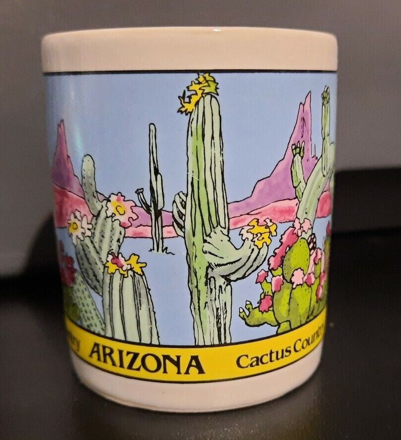 Arizona Cactus Country Tiny Coffee Mug Espresso Saguaro Mauve Desert Southwest
