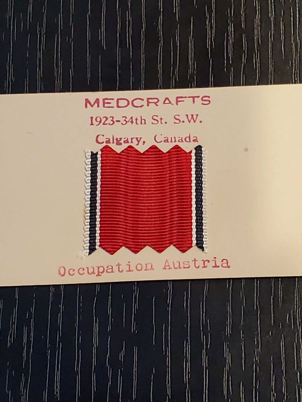 WWII German Army Occupation Austria 1938 Ribbon Manufacturer Card SCARCE L@@K