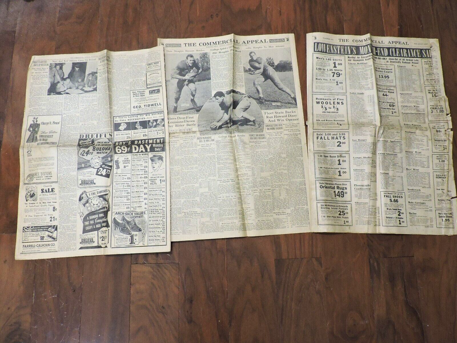 The Commercial Appeal September 24, 1939 Vintage Newspaper