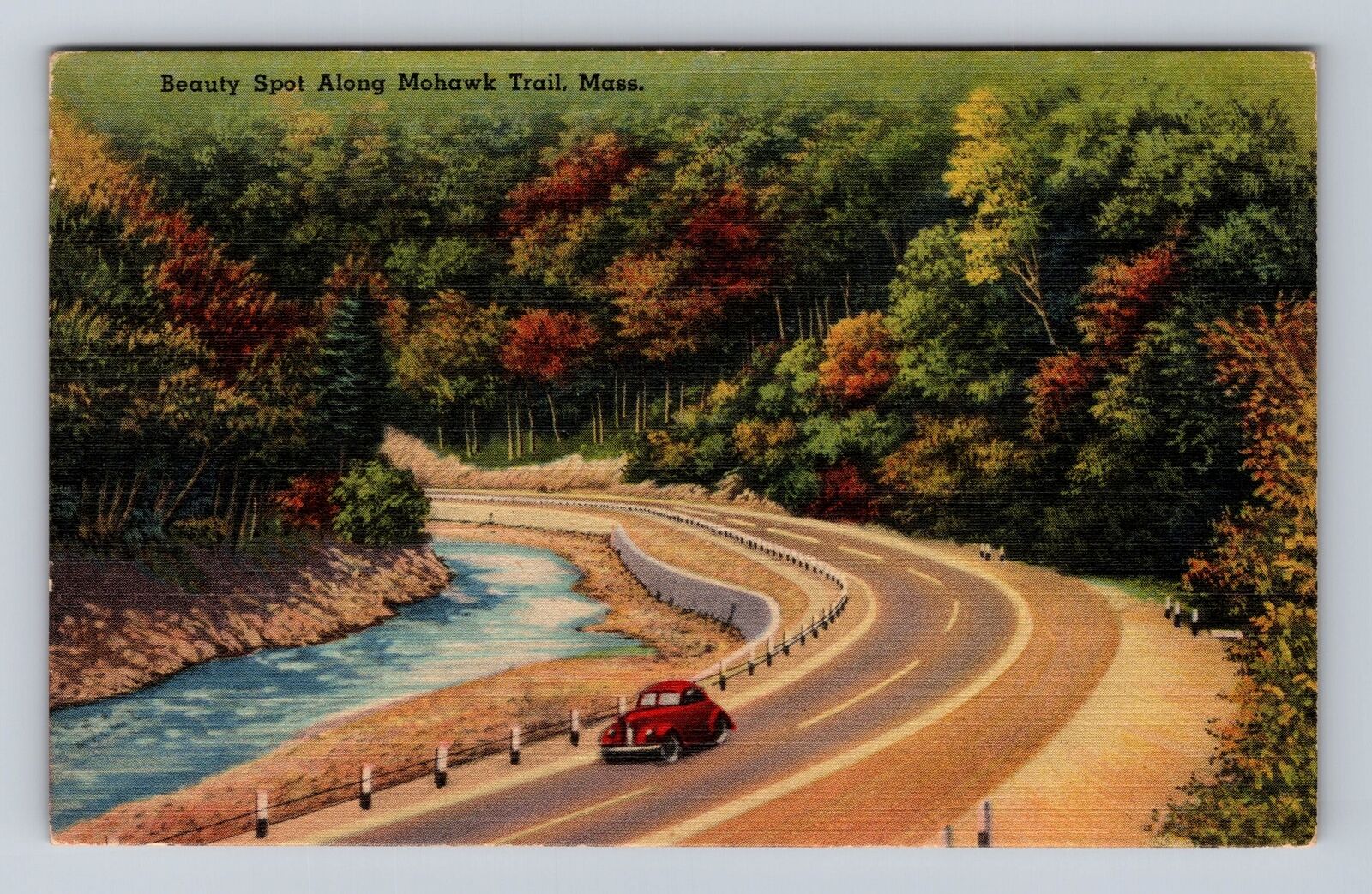Mohawk Trail MA- Massachusetts, Beauty Spot, Antique, Vintage c1985 Postcard
