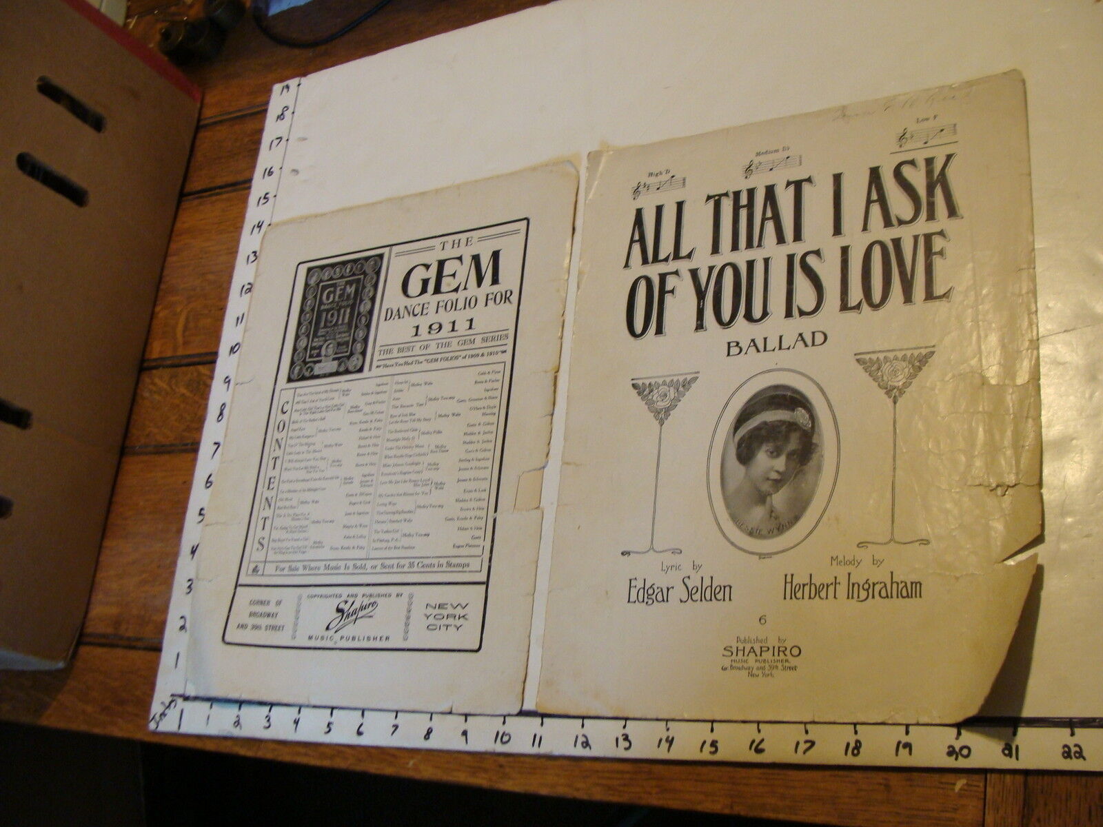 Vintage sheet music: ALL THAT I ASK OF YOU IS LOVE, by Selden & Ingraham, 1911