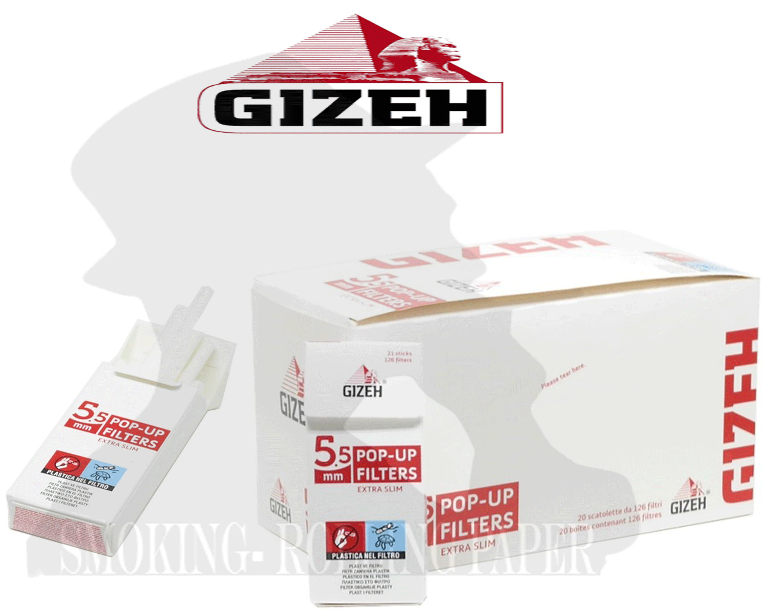 Gizeh Filtri Extra Slim 5,5mm Pop Up 20 Astucci Da 126 Filtrini