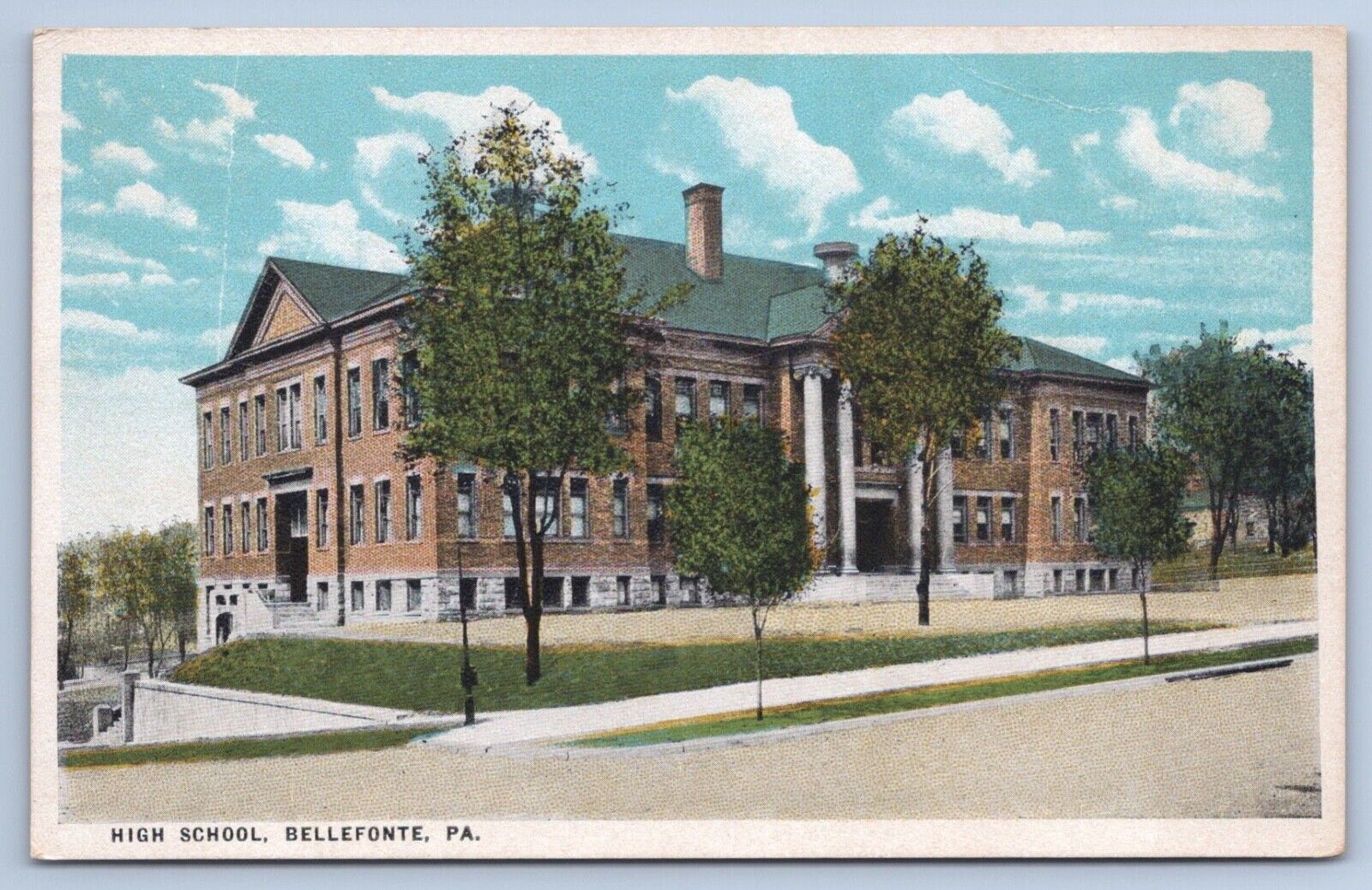 Postcard Bellefonte PA Pennsylvania High School Centre County c1921