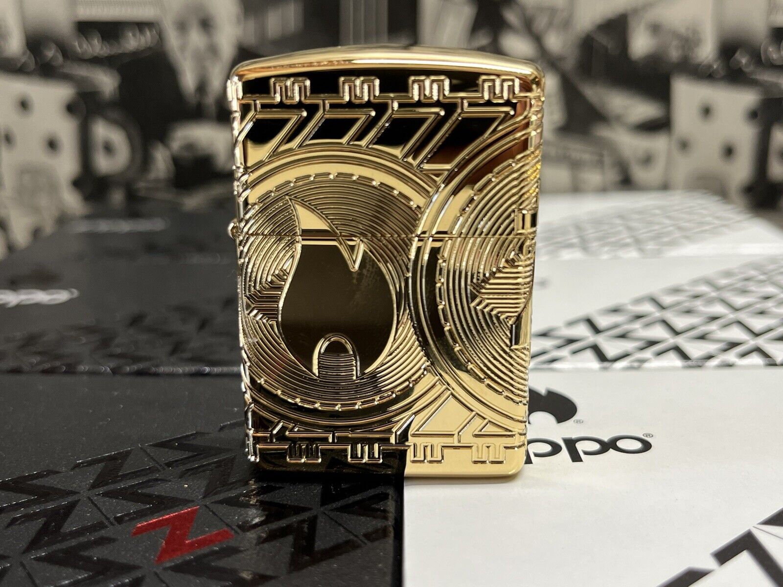 Zippo Armor Multi-Cut Gold Plated Currency Zippo Lighter  New In Box