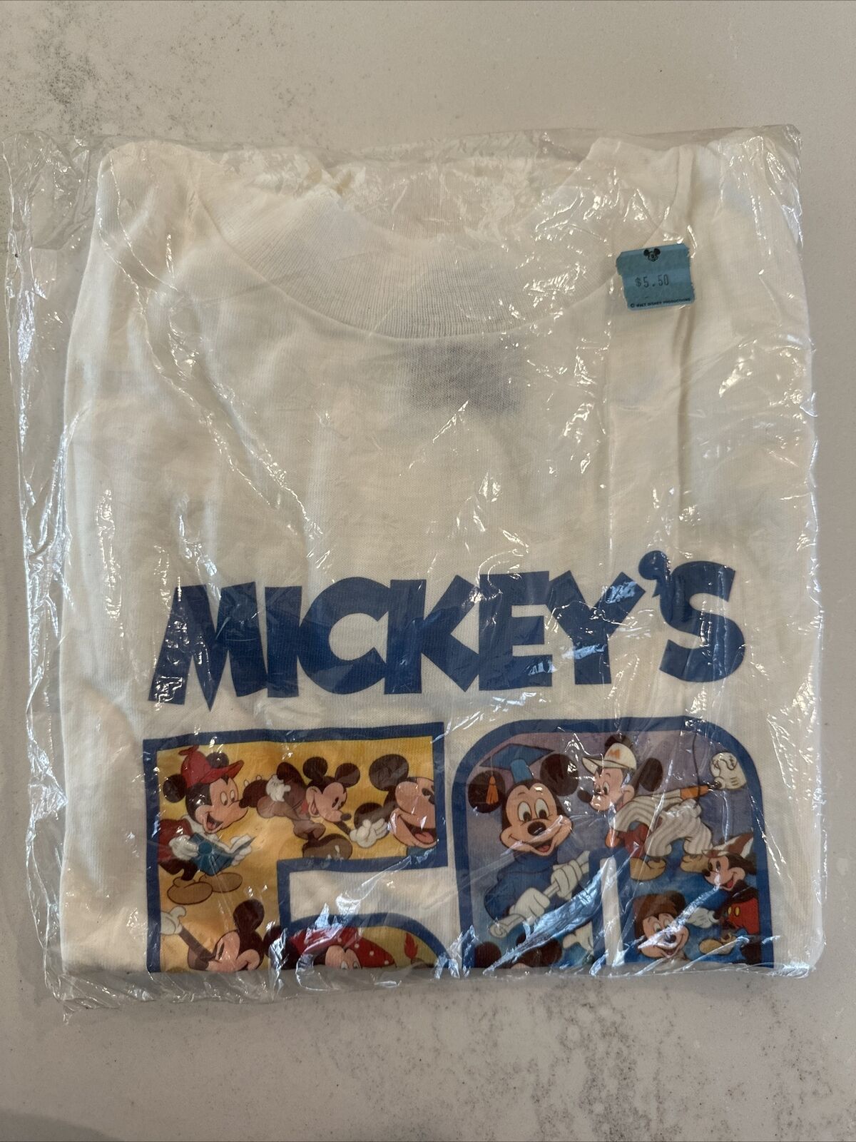 NEW NOS Vintage Walt Disney Mickeys 50 1976 TShirt Med Made USA - Pkg Open