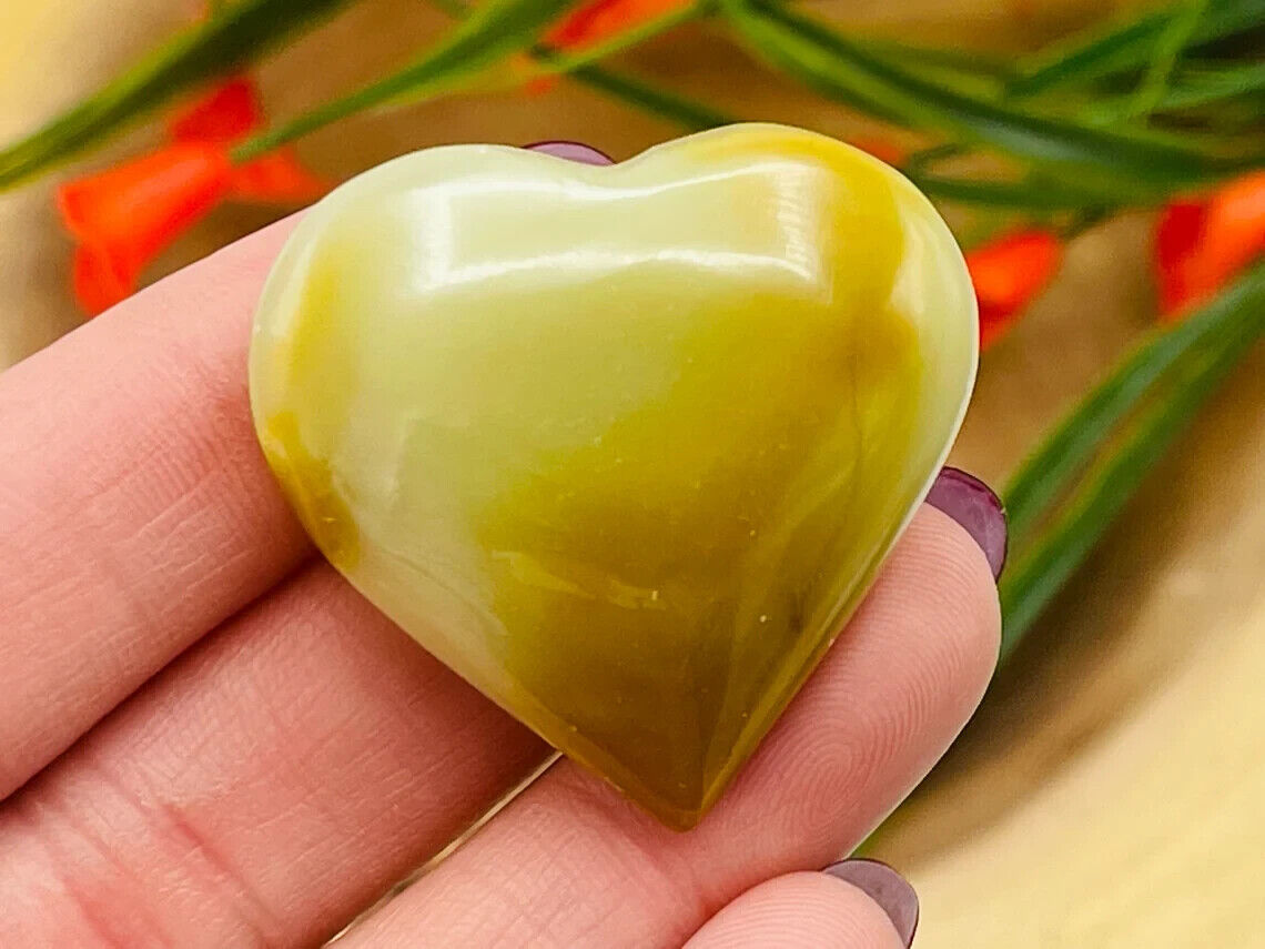 Banded Green Onyx Heart, Green Onyx Heart, Handmade Crystal, Metaphysical, 1.5''