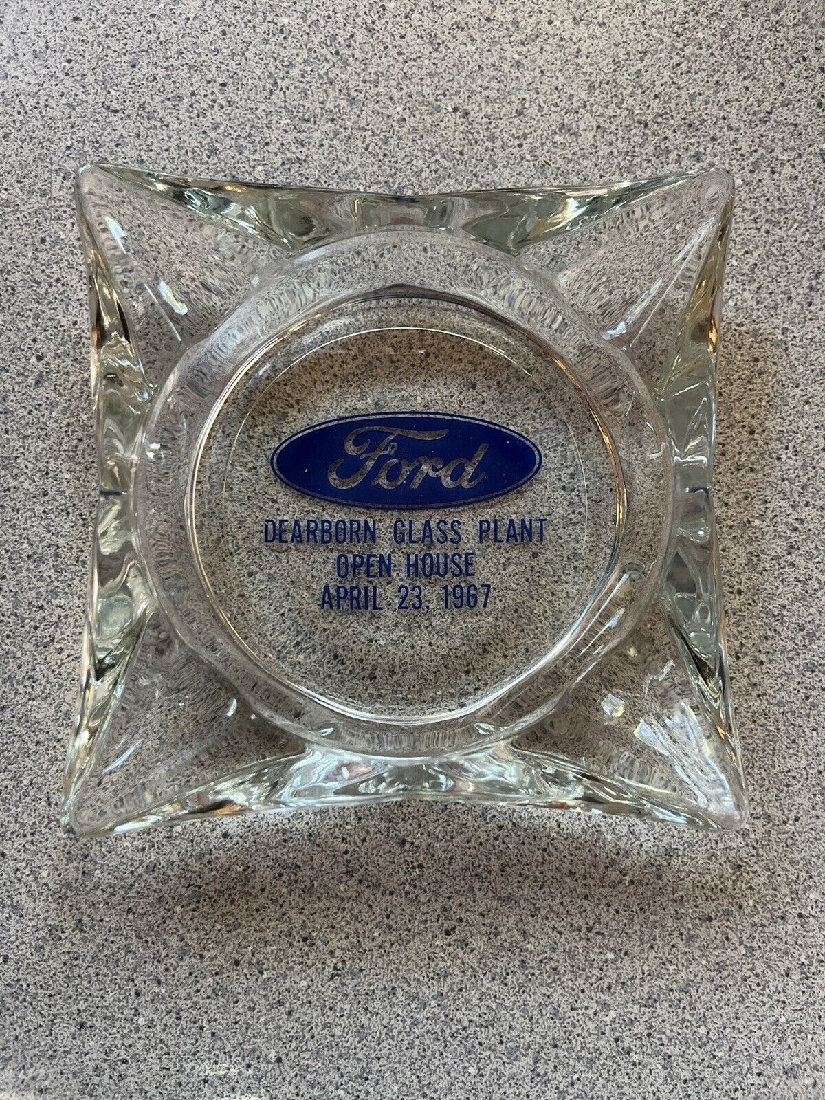 vintage ashtray 1960s Glass Ford Motor Company