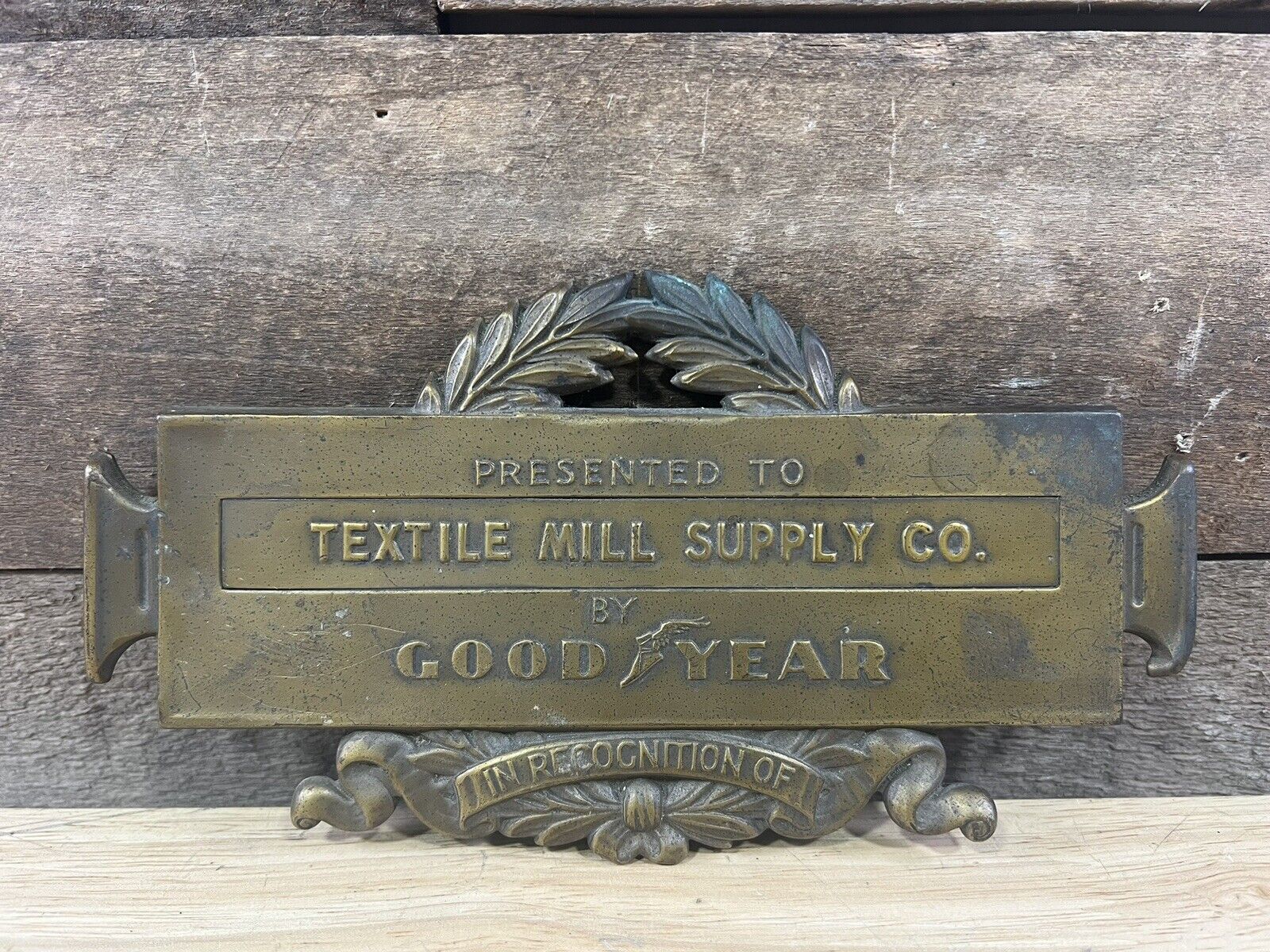 Vintage Good Year Textile Mill Supply Co. Bronze Plaque 