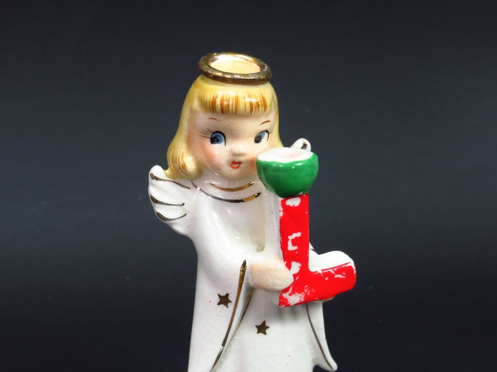 Vintage Commodore Heavenly Angel Candle Holder Noel Christmas Figurine Girl \