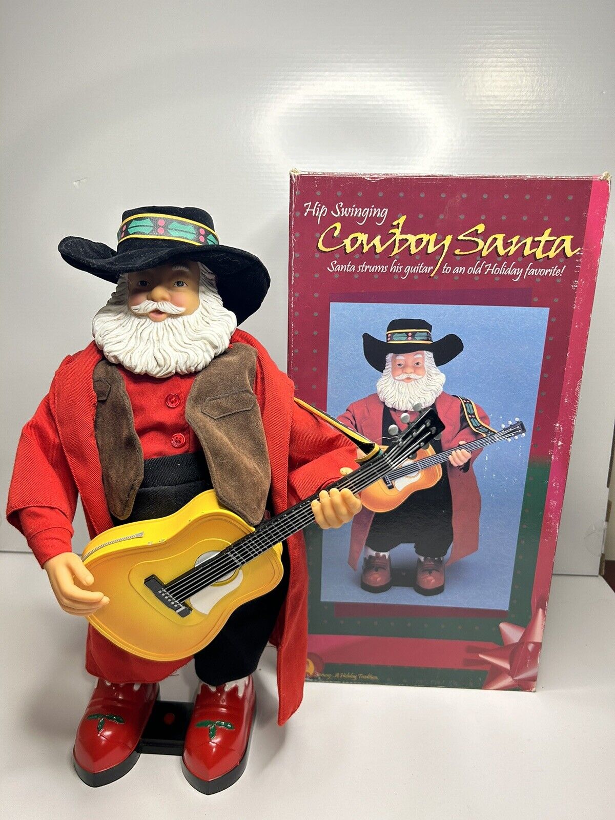 Vintage Singing Christmas Hip Swinging Cowboy Santa Tested Works