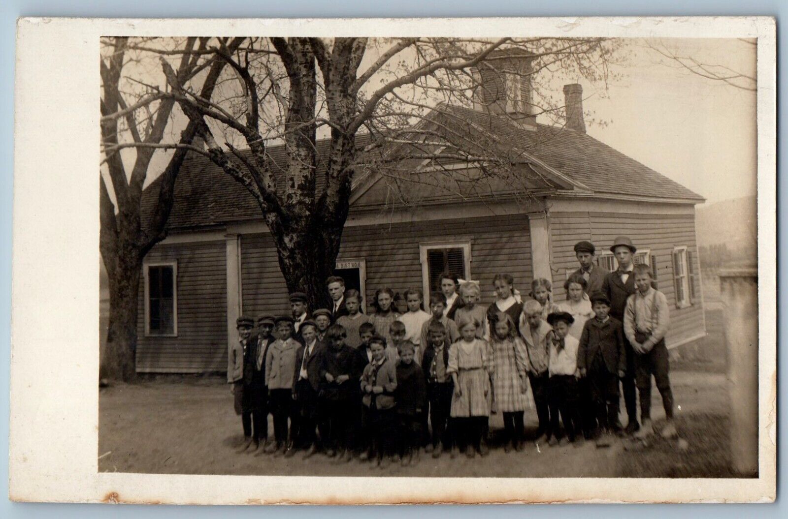 Children Postcard RPPC Photo School House No. 6 c1910's Unposted Antique