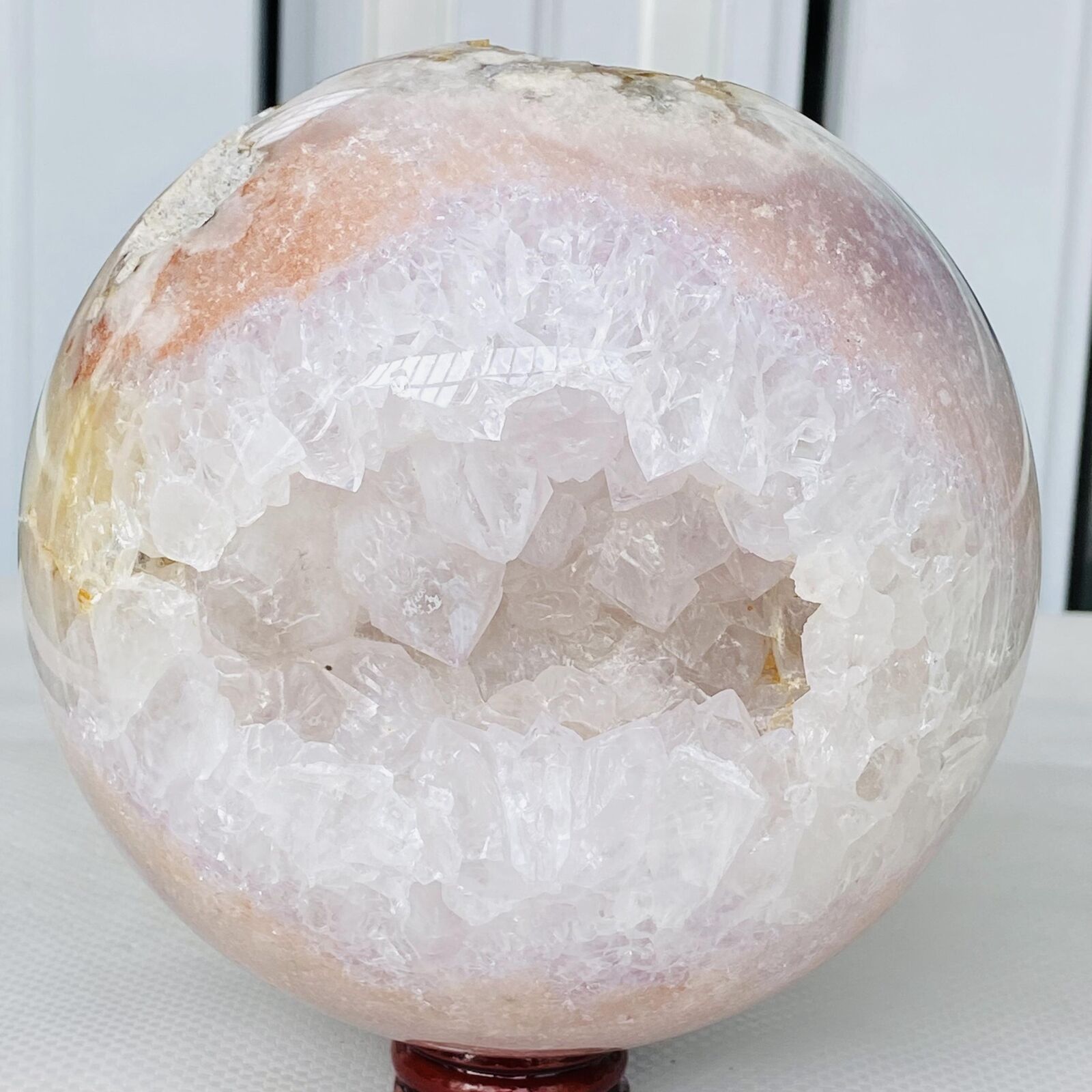 Natural Cherry Blossom Agate Sphere Quartz Crystal Ball Healing 3420G