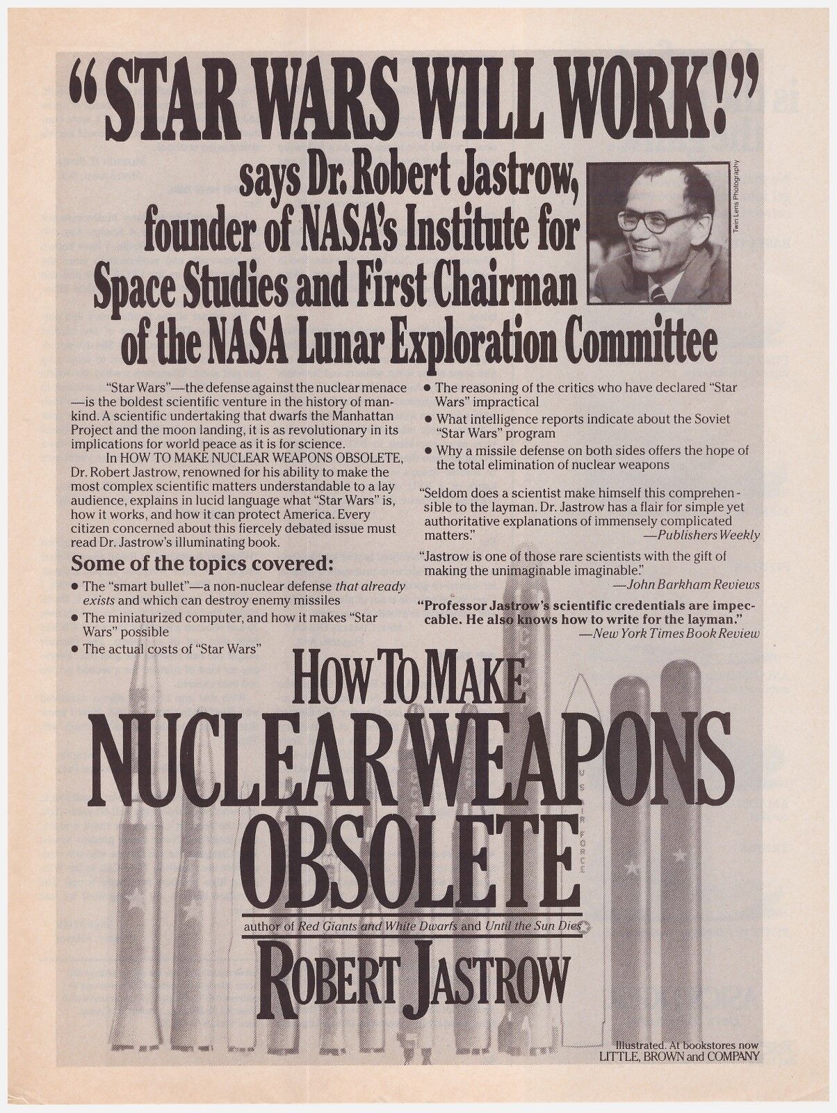Original 1985 Star Wars Will Work Nuclear Weapons Obsolete Vintage Print Ad