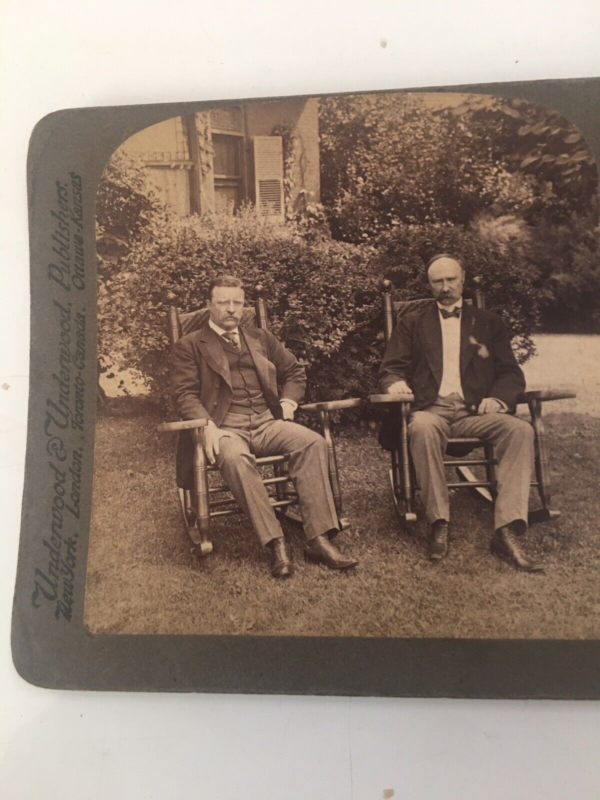 President Teddy Roosevelt & VP Fairbanks Sagamore Hill Oyster Bay, NY Stereoview