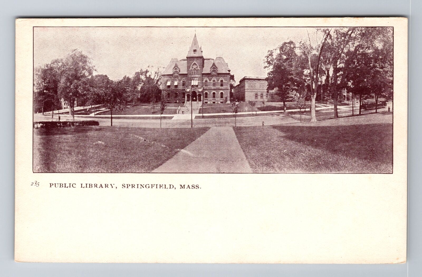 Springfield MA-Massachusetts, Public Library, Antique Vintage Souvenir Postcard