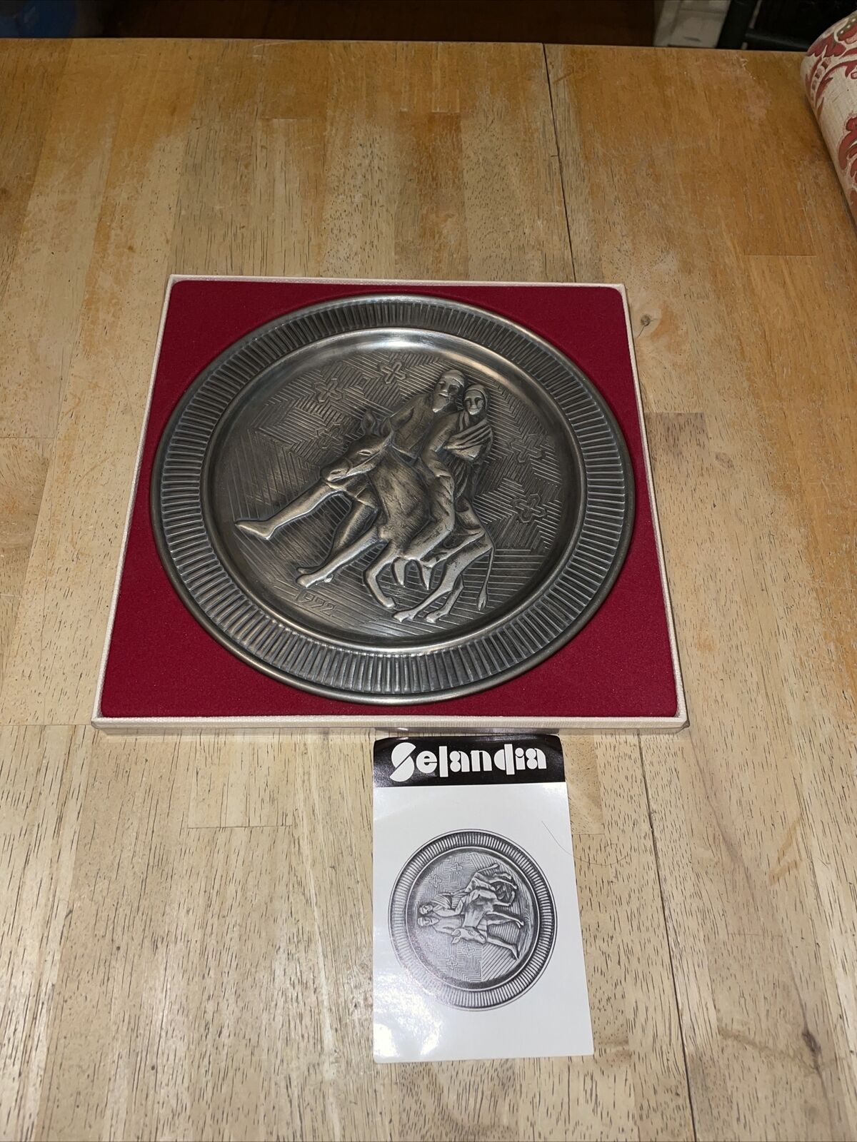 Selandia Norway Pewter Christmas Plate On the Way to Bethlehem #378 in Box
