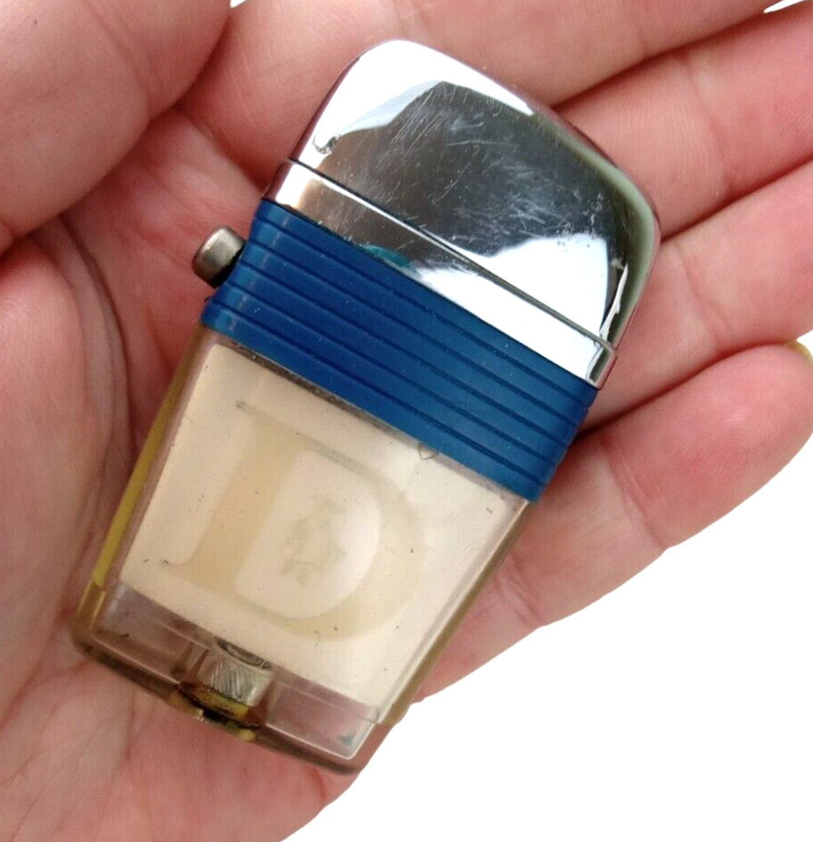Vintage Scripto VU Lighter with Insert Complete RARE DARK BLUE BAND