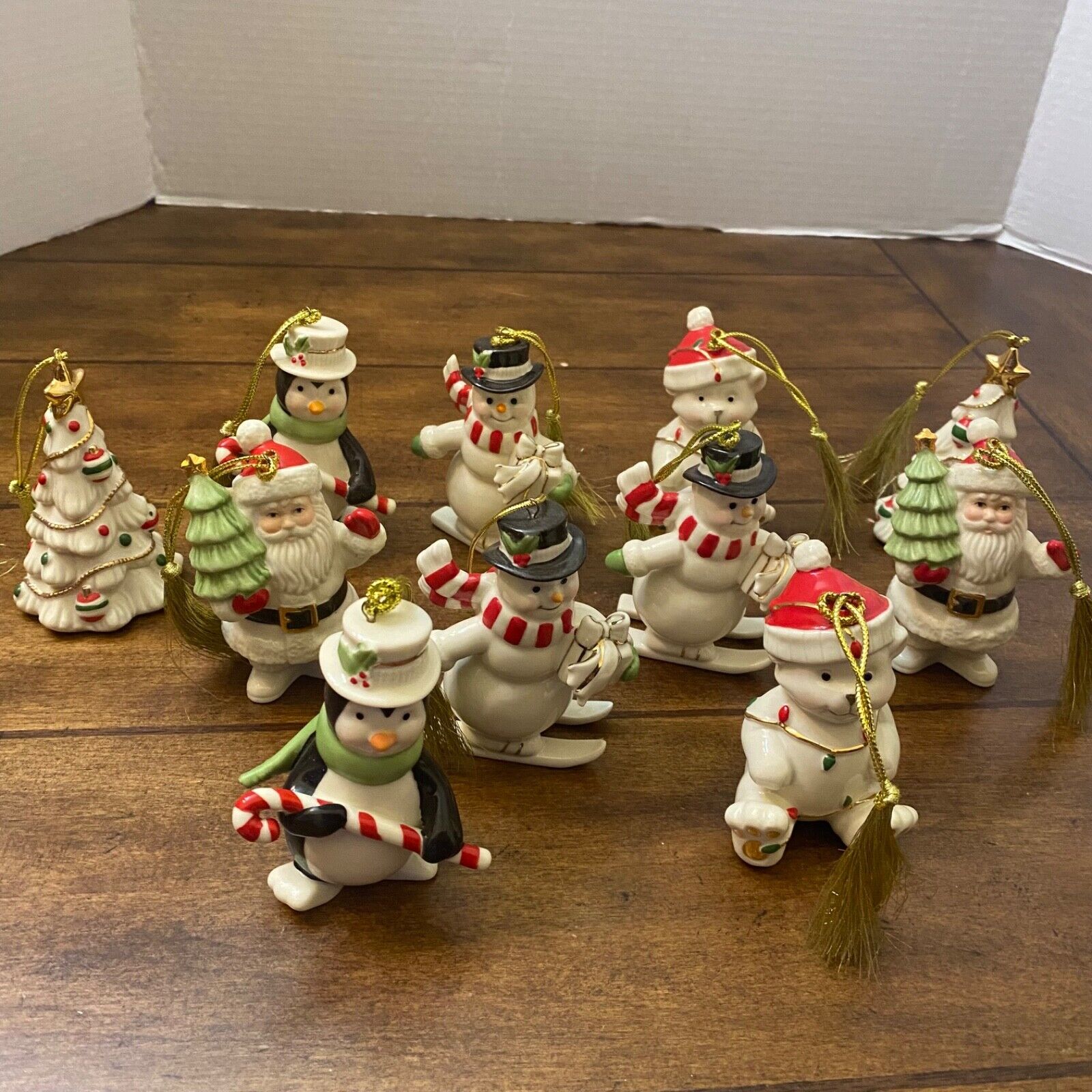 Lenox Very Merry Porcelain Ornaments Santa Bear Snowman Tree Penguin Lot of 11