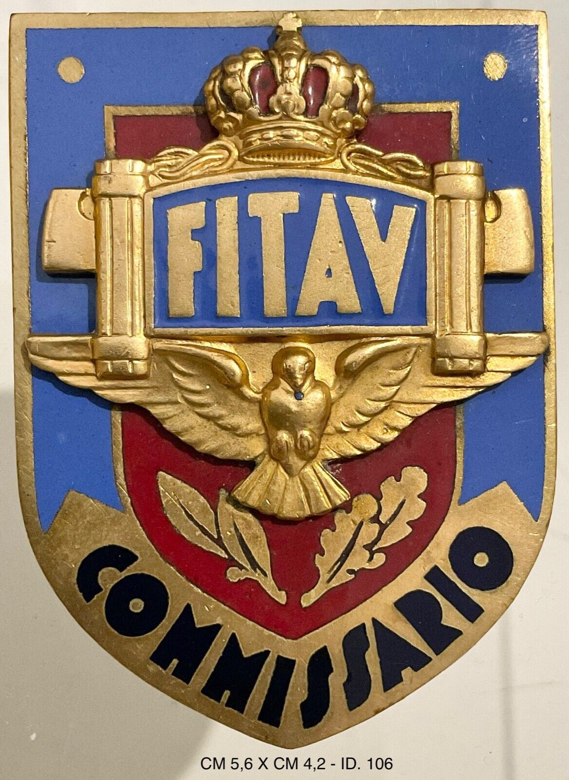 ROMA FED. ITALIANA TIRO A VOLO CAMPIONATI DEL MONDO 1936 DISTINTIVO COMMISSARIO