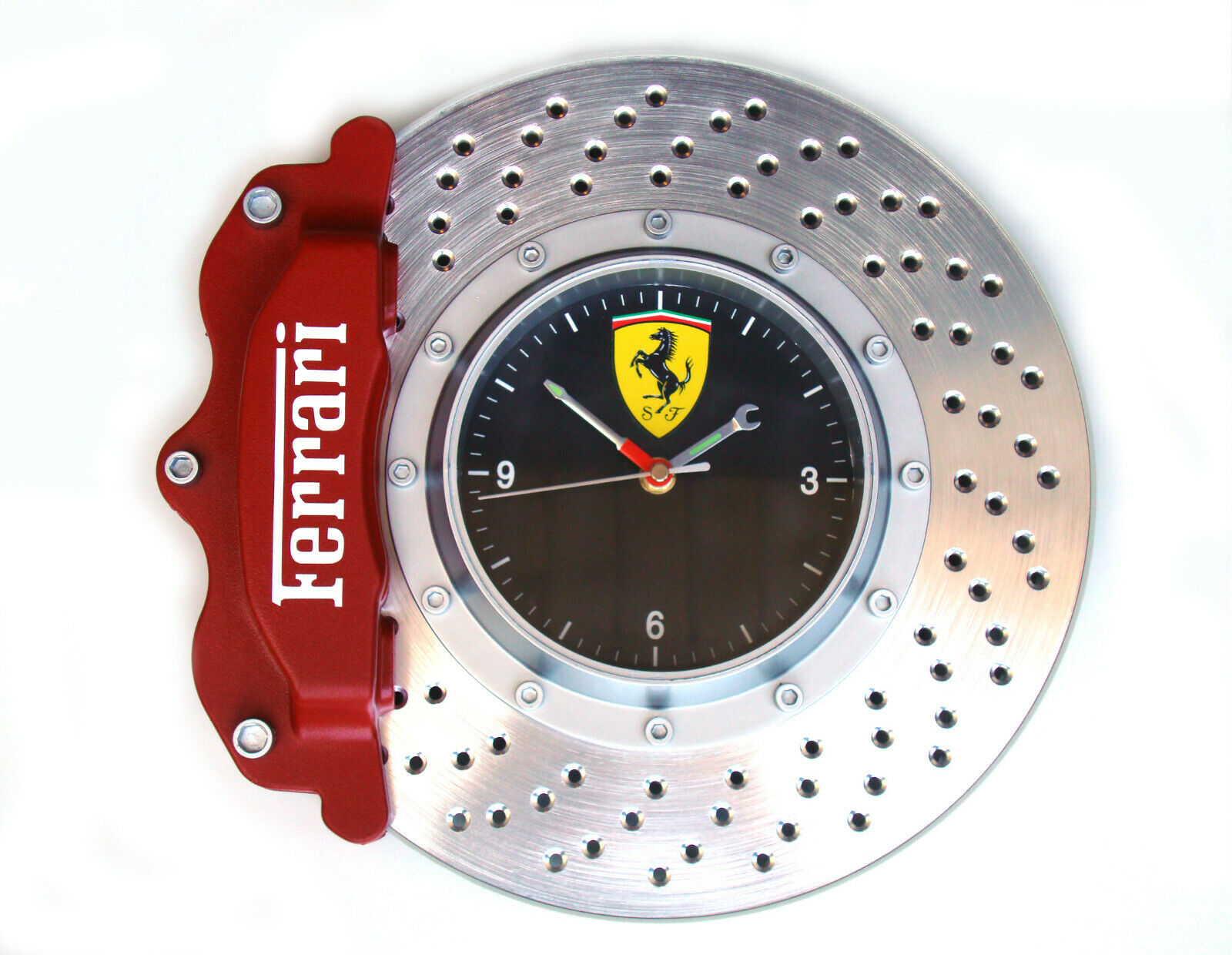 Ferrari Disc Brake Wall Clock with Red Caliper