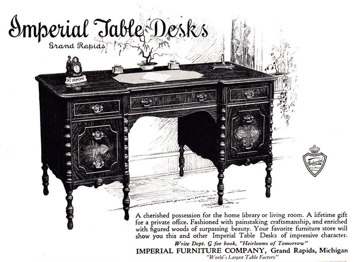 1925 Imperial Furniture: Imperial Table Desks Vintage Print Ad