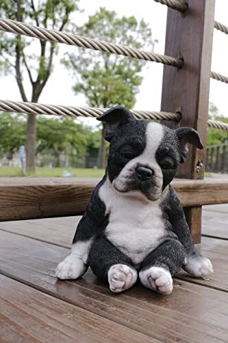 HiLine Gift Ltd. Boston Terrier Sitting Sleepy Statue