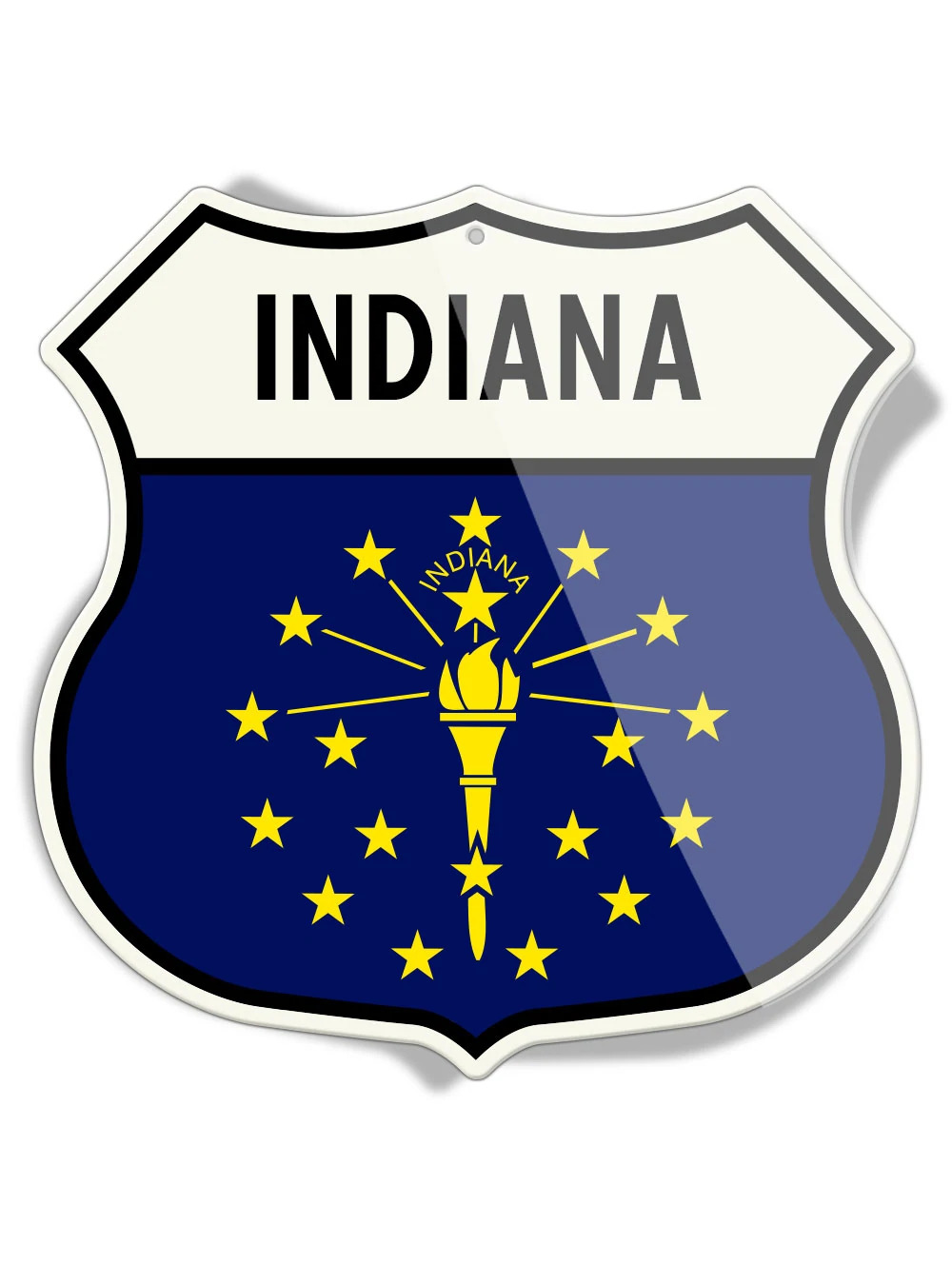 State Flag of Indiana - Shield Shape - Aluminum Sign - Made in the USA