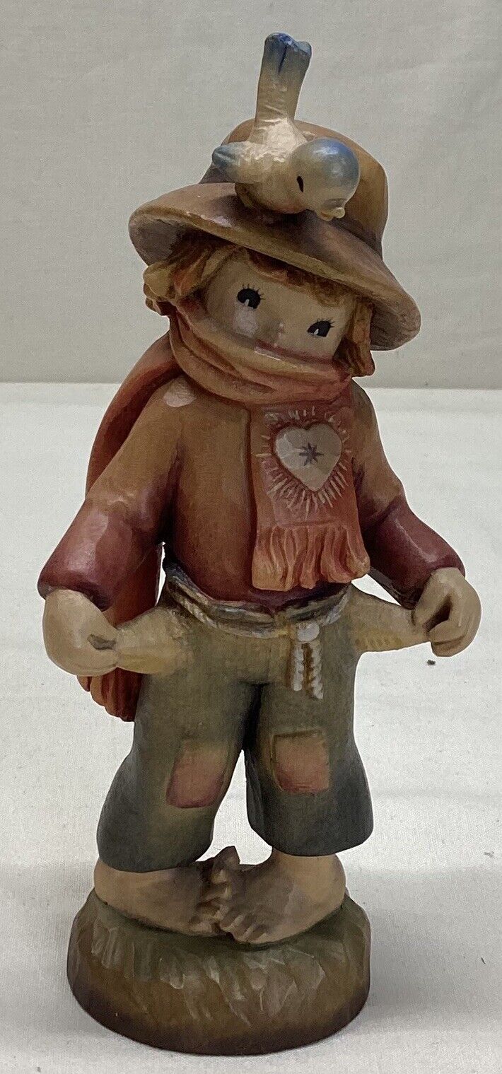 ANRI Wood Wooden Hand Carved Painted Ferrandiz Figurine Poor Boy 6 3/4”