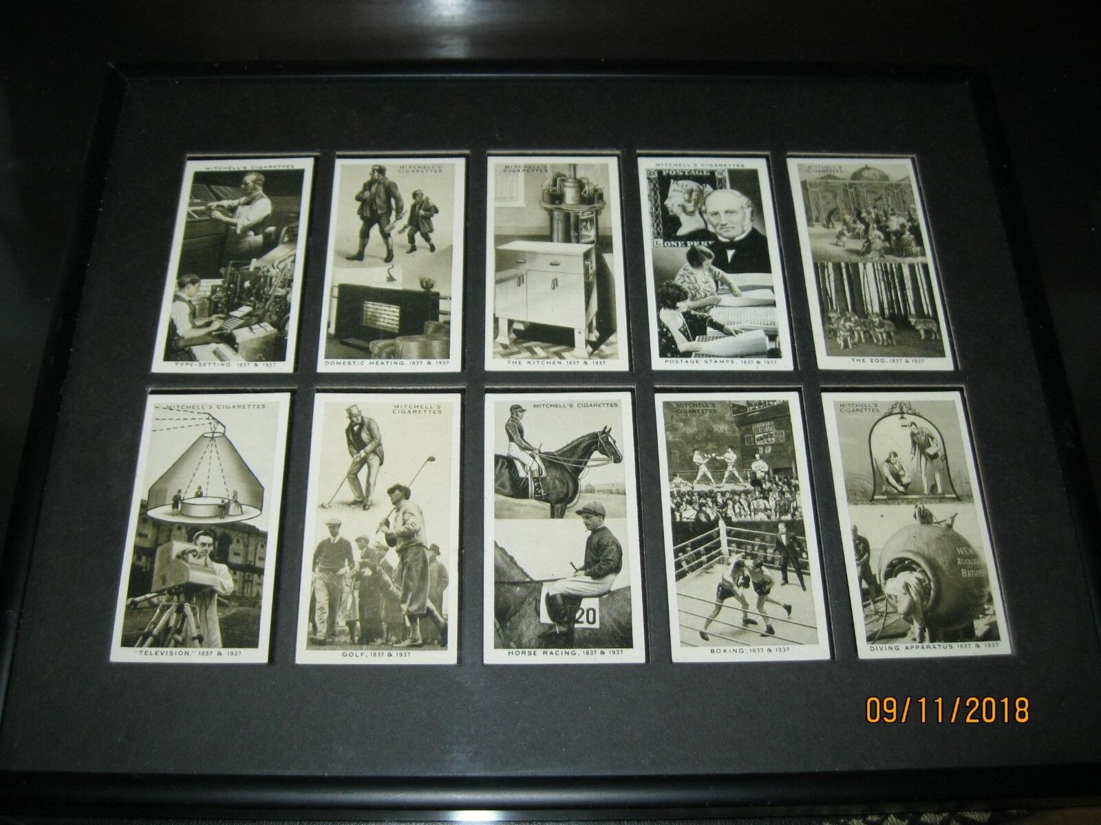 1937 stephen mitchell & son tobacco/cigarette cards in custom frame and glass