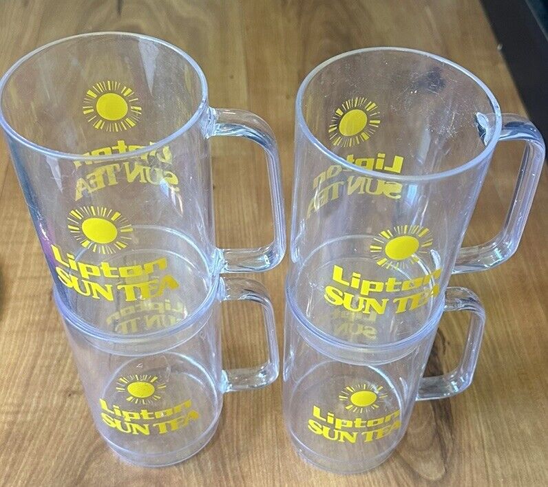 Vintage Set Of 4 Plastic Lipton Sun tea Glasses