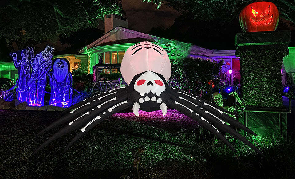 8FT Halloween LED Inflatable Skeleton Spider