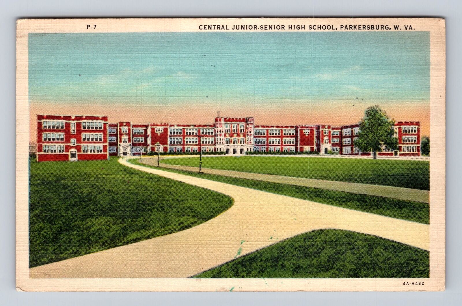 Parkersburg WV-West Virginia, Junior Senior High School, Vintage c1939 Postcard