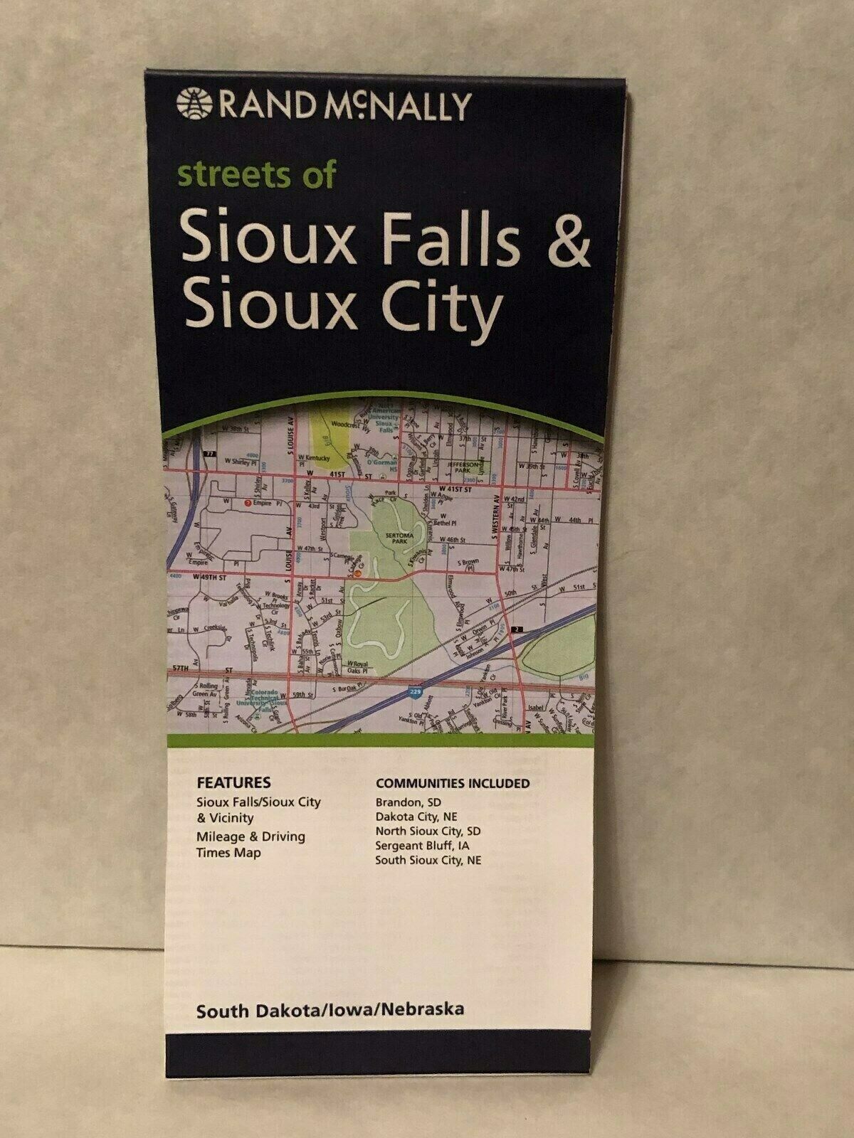 Rand McNally Streets of Sioux Falls South Dakota & Sioux City Iowa Map