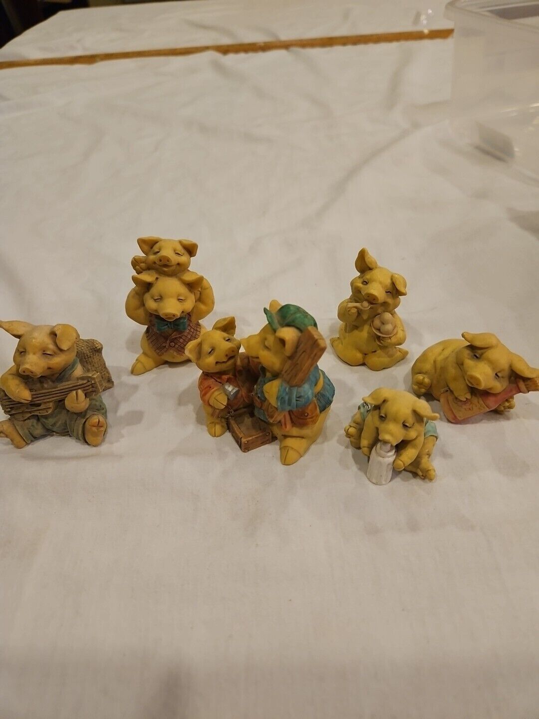 6 Pigsville Ceramic Pig Figurines, 1992-1995