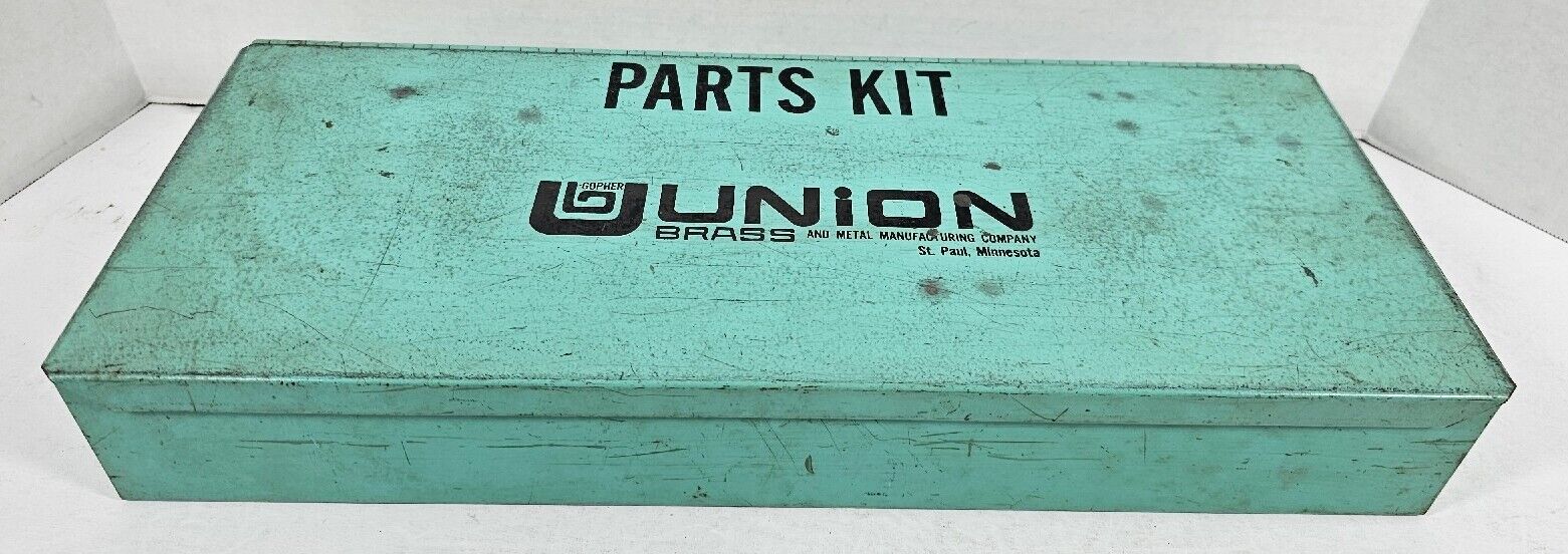 Vintage Hardware Store Union Brass Plumbing Repair Parts Kit Box Display