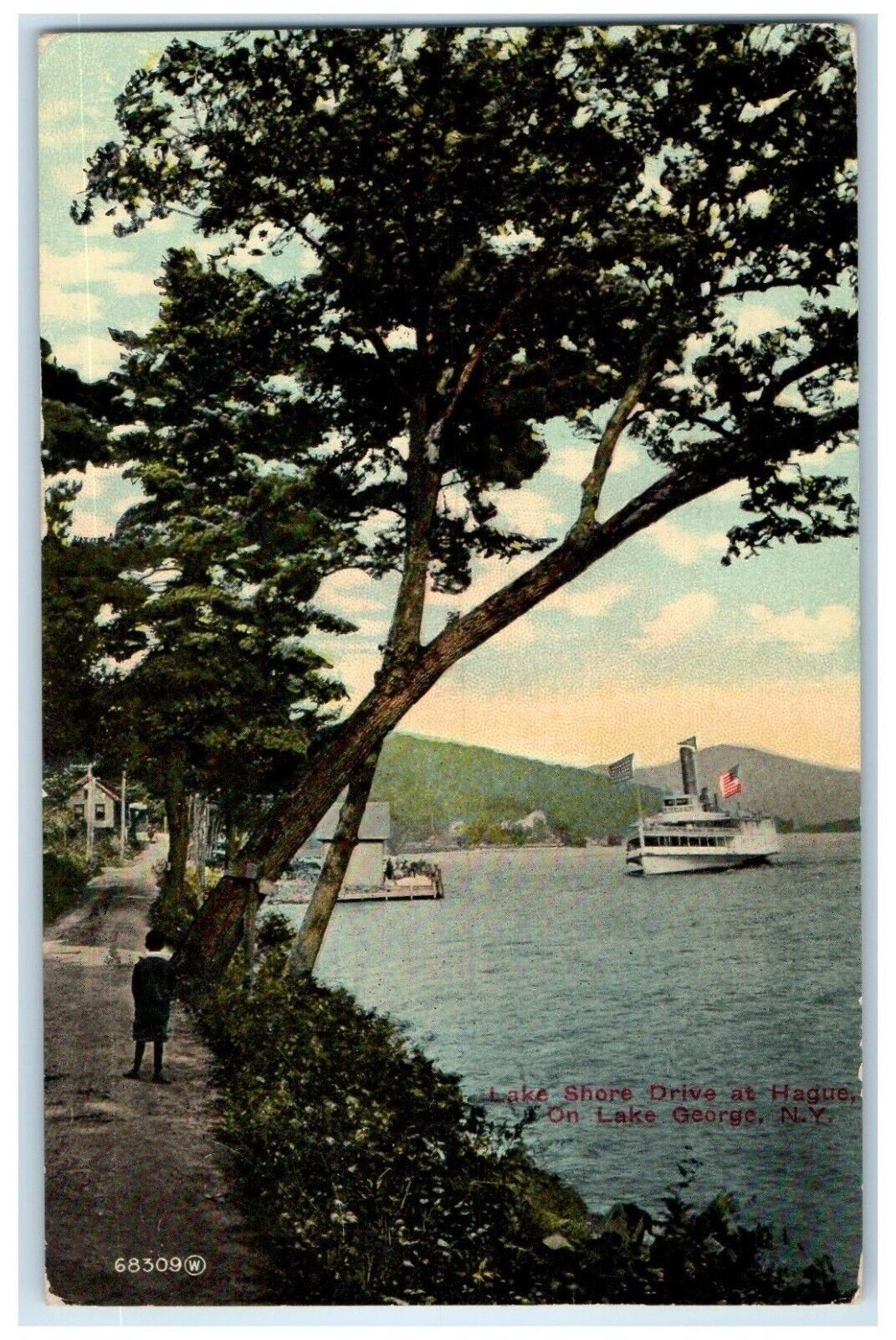 1911 Lake Shore Drive At Hague On Lake George New York NY Antique Postcard