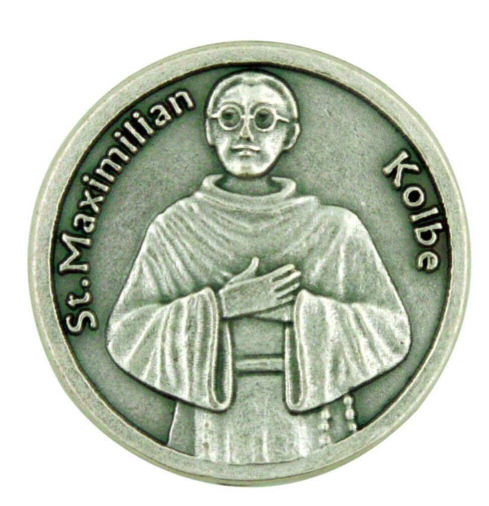 Saint St Maximilian Max Kolbe Pocket Token with Addiction Recovery Prayer