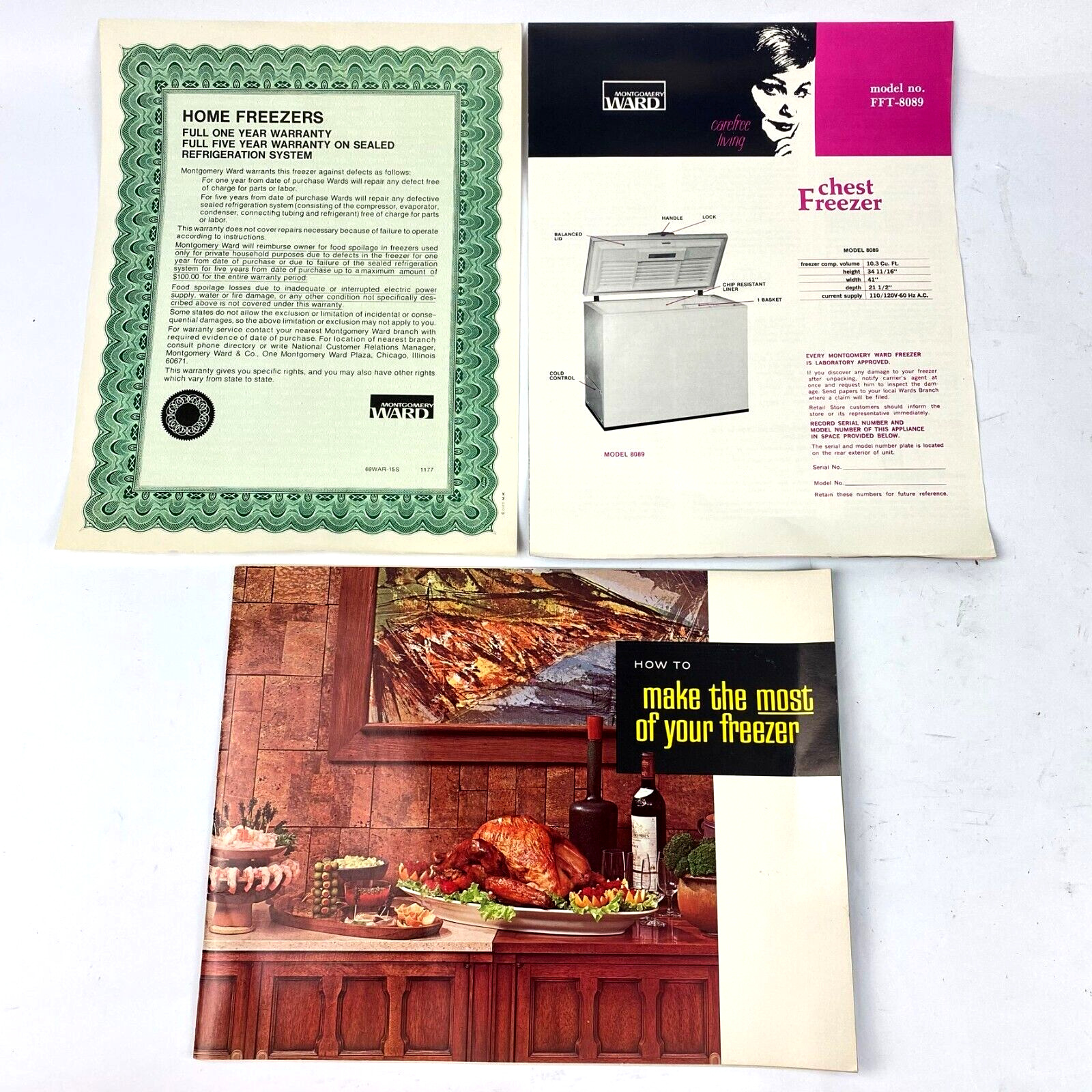 1960's Montgomery Ward Make the Most of Your Chest Freezer Booklet & Papers Lot