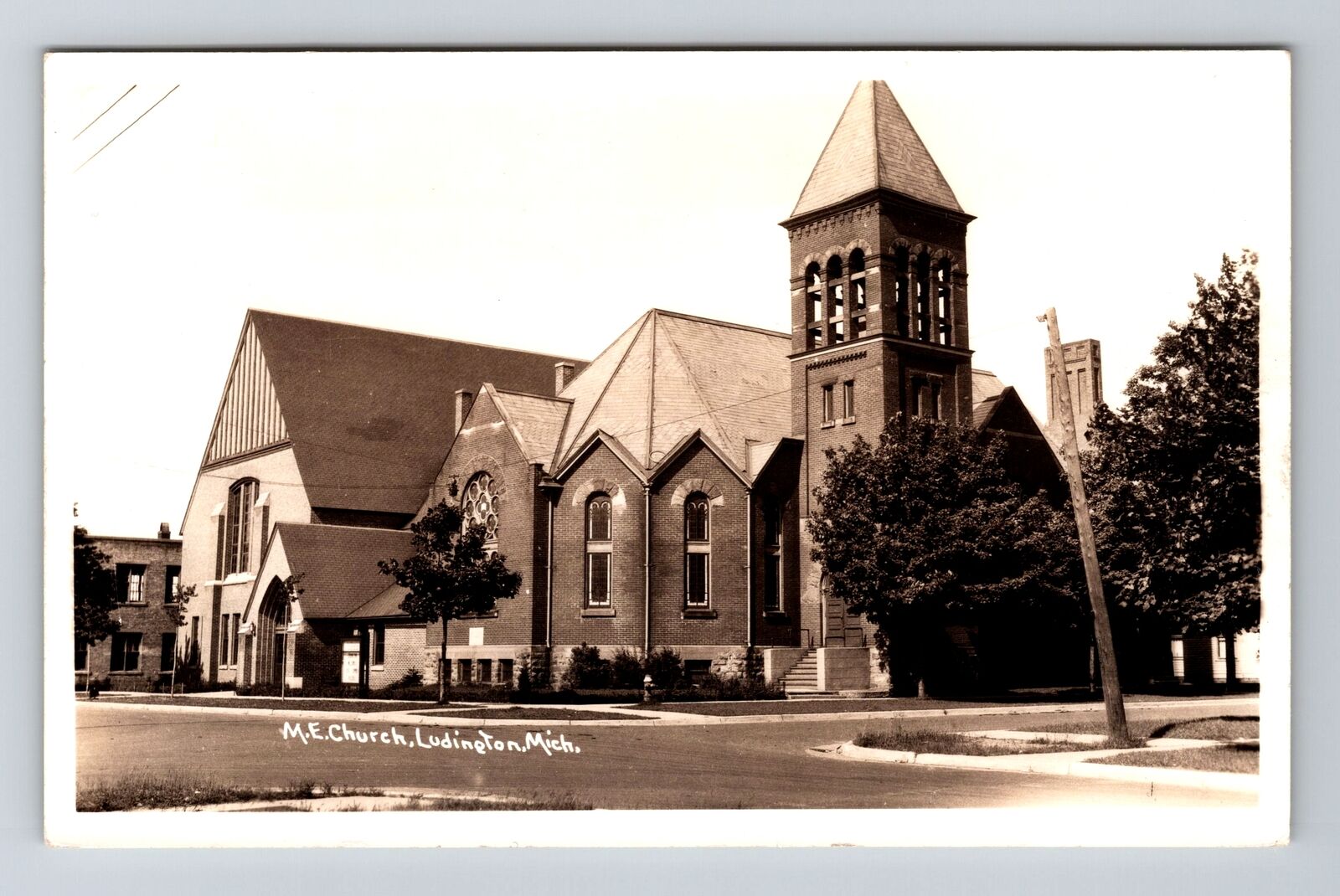 Ludington MI-Michigan RPPC, Methodist Church, Real Photo c1930 Vintage Postcard