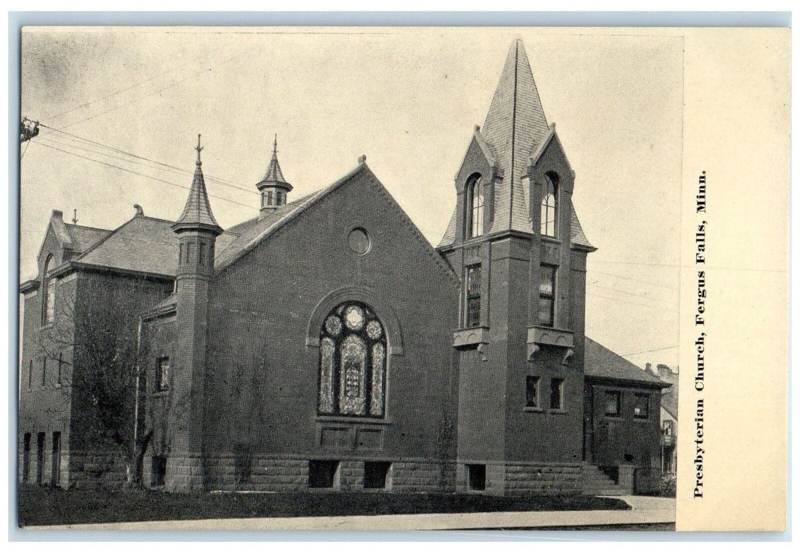 c1910's Presbyterian Church Exterior Fergus Falls Minnesota MN Unposted Postcard