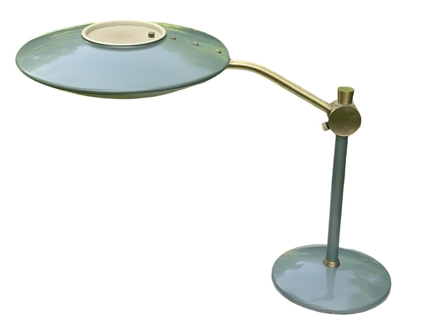 Excellent Dazor Model 2004 Desk Lamp Mid Century Adjustable UFO Green Original